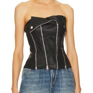 Superdown x Bridget Dani Faux Leather Corset in Black XS BNWT